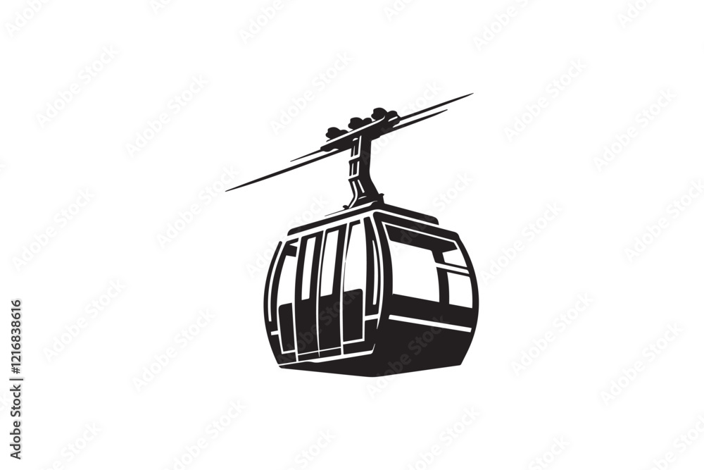 simple and unobtrusive Cable car vector silhouette illustration isolated in white background simple and unobtrusive Cable car vector silhouette illustration isolated in white background