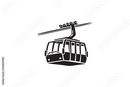 simple and unobtrusive Cable car vector silhouette illustration isolated in white background