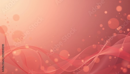 Soft red abstract ribbons and bokeh on warm gradient.