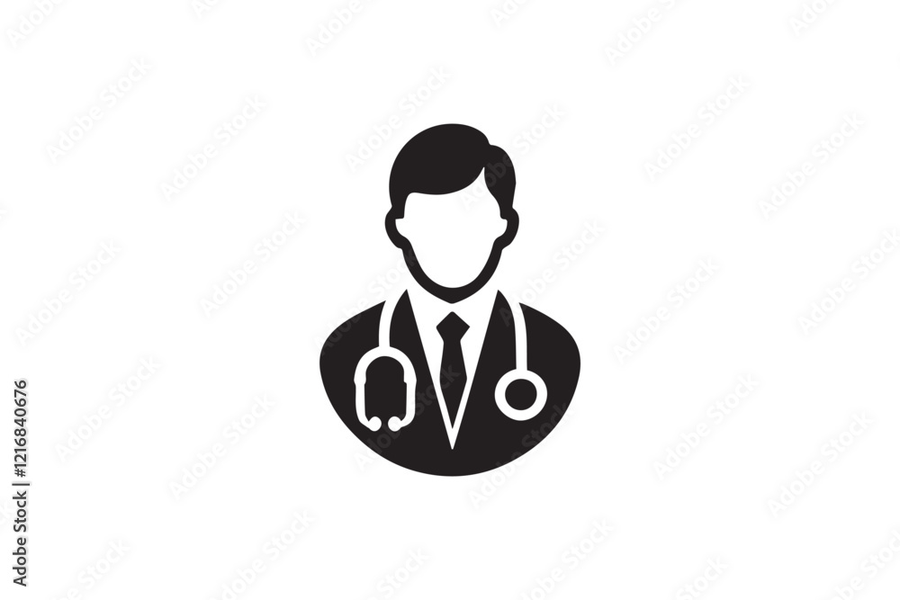 simple and subtle doctor vector silhouette black and white, set against a white background. simple and subtle doctor vector silhouette black and white, set against a white background.