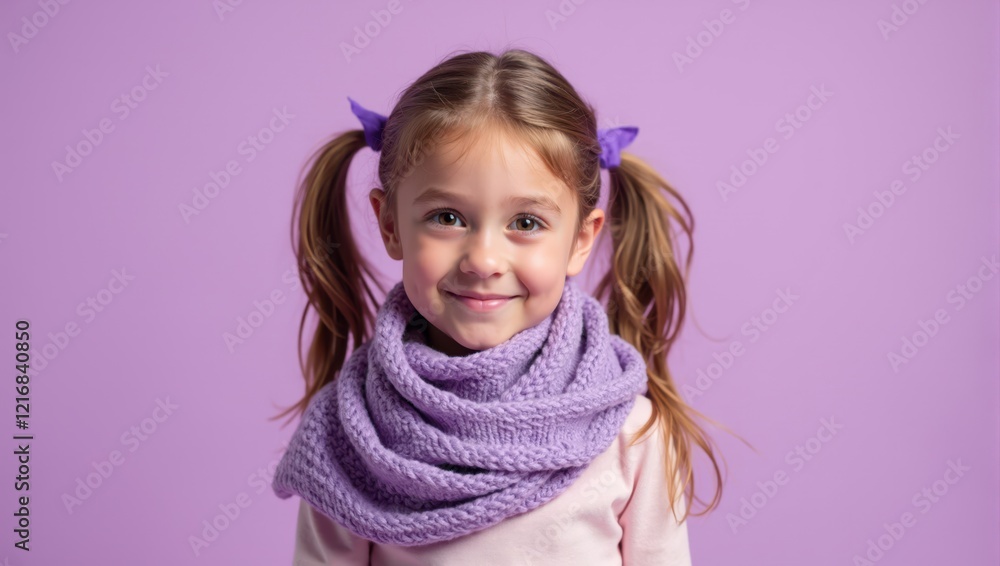 Portrait of Young Girl Wearing Lavender Scarf Portrait of Young Girl Wearing Lavender Scarf