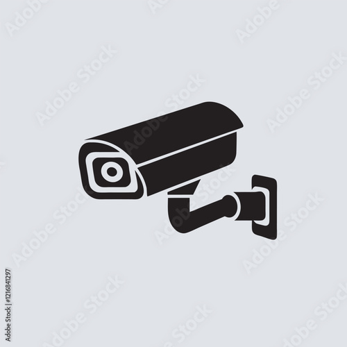 Simple silhouette of a security camera mounted on a wall. Outdoor Surveillance camera, wall mounted, security solid icon, CCTV concept, safety vector sign on white background, Vector graphics