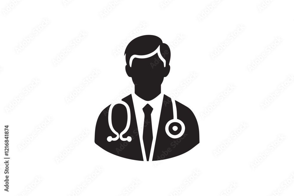 simple and subtle doctor vector silhouette black and white, set against a white background. simple and subtle doctor vector silhouette black and white, set against a white background.