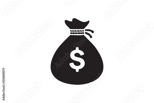 simple and unobtrusive Money sack vector silhouette illustration isolated in white background