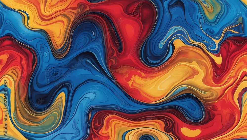Vivid abstract swirls of red, blue, yellow—dynamic, mesmerizing design. Vivid abstract swirls of red, blue, yellow—dynamic, mesmerizing design.
