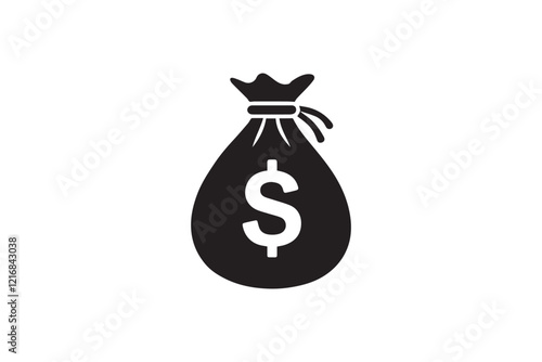 simple and unobtrusive Money sack vector silhouette illustration isolated in white background