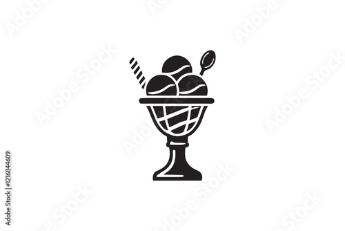 simple and unobtrusive ice cream Sundae vector silhouette illustration isolated in white background