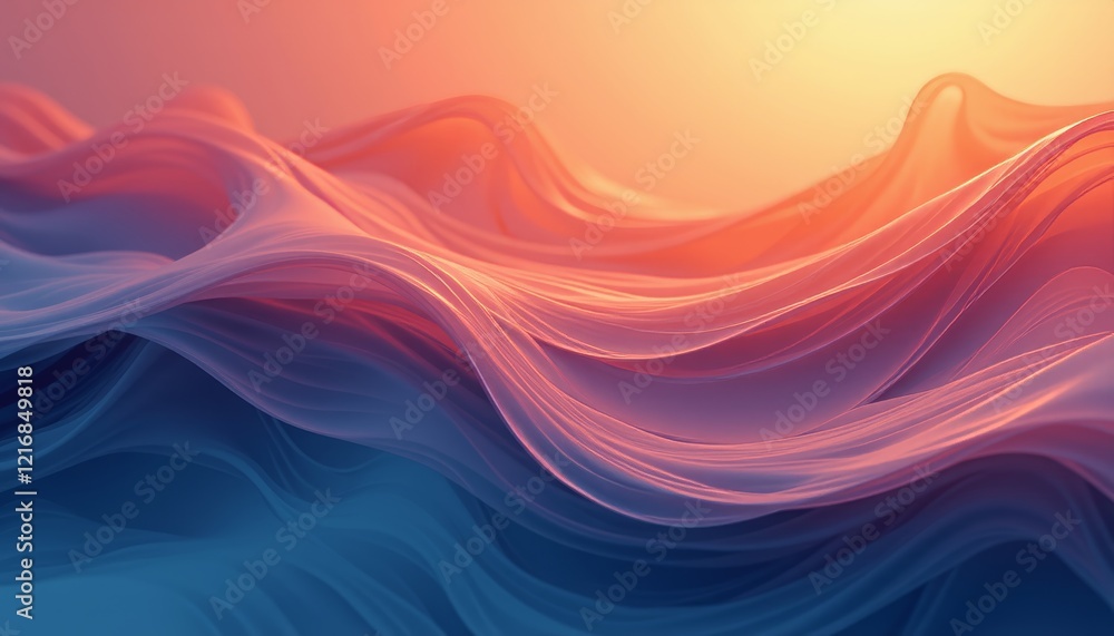 Warm flowing waves in sunrise-inspired gradient. Warm flowing waves in sunrise-inspired gradient.