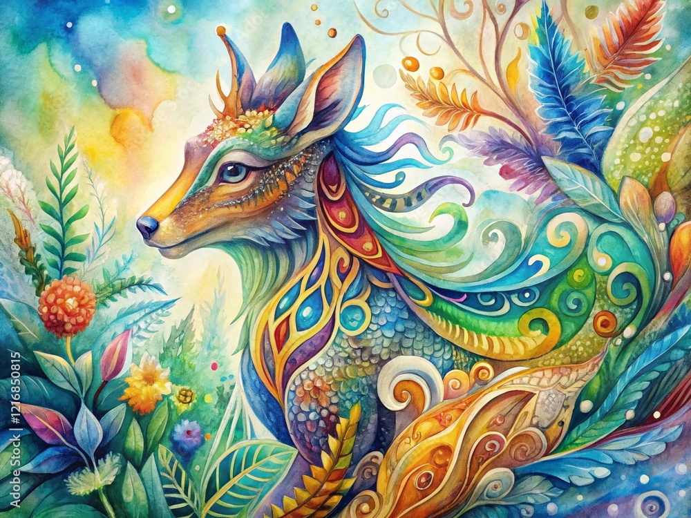 Fototapeta premium Artistic Abstract Watercolor Animal Pattern Drone Photography Background