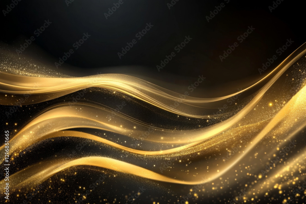 Shimmering golden waves creating an elegant background with soft lighting Shimmering golden waves creating an elegant background with soft lighting