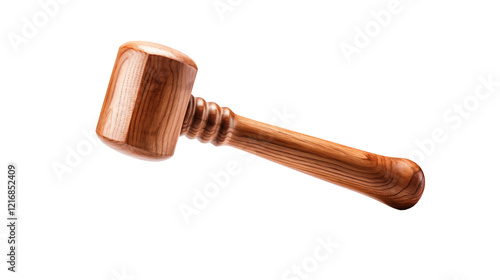 Wooden Gavel Isolated, Judge�s Auction Hammer Symbolizing Justice and Law for Courtroom or Legal Themes, transparent background. photo