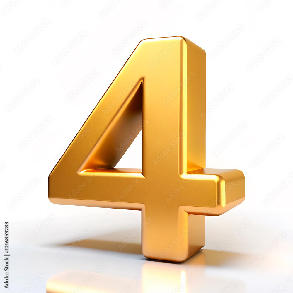 Obraz premium 3d golden number 4