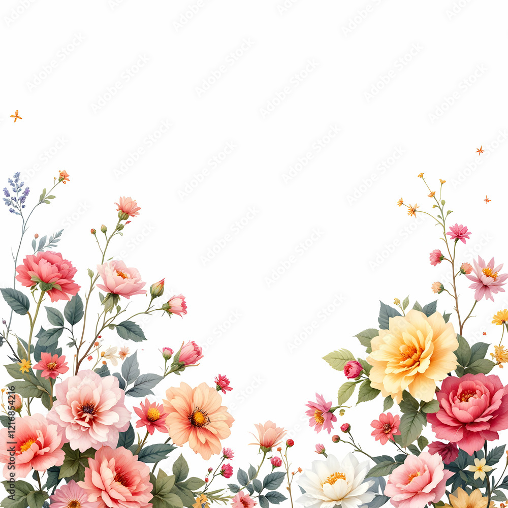 Pink Flower Frame isolated on white Pink Flower Frame isolated on white