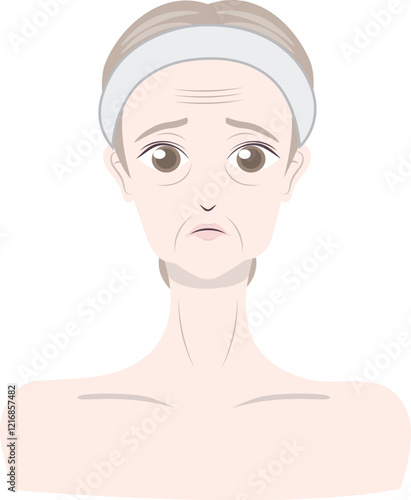 加齢による肌の変化に悩む女性のイラスト
