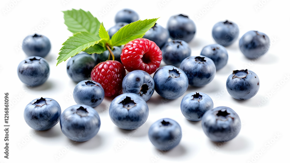 Fresh Juicy Blueberries isolated on white