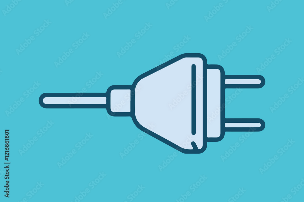 Two prong electric plug socket for electric instrument plug with line and blue color two prong socket plug line art and vector illustration. Two prong electric plug socket for electric instrument plug with line and blue color two prong socket plug line art and vector illustration.