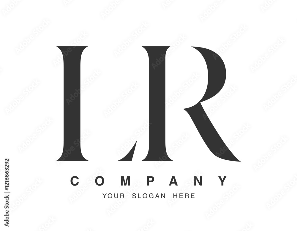 LR logo design. Initial letter l and r serif font style. Creative classic company name typography. Trendy logotype or identity. LR logo design. Initial letter l and r serif font style. Creative classic company name typography. Trendy logotype or identity.