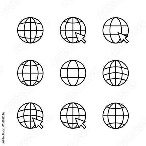 Web icon set. go to web icon. web click icon