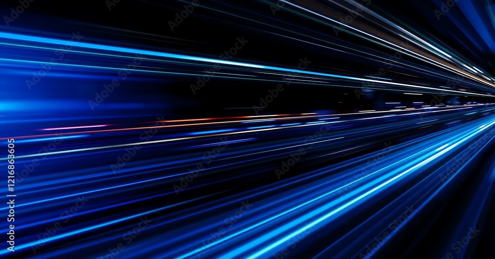 Abstract background with blue gradient light streaks on black, glowing blurred motion effect, Blue speed lines, glowing magic rays, abstract neon lines. Abstract background with blue gradient light streaks on black, glowing blurred motion effect, Blue speed lines, glowing magic rays, abstract neon lines.