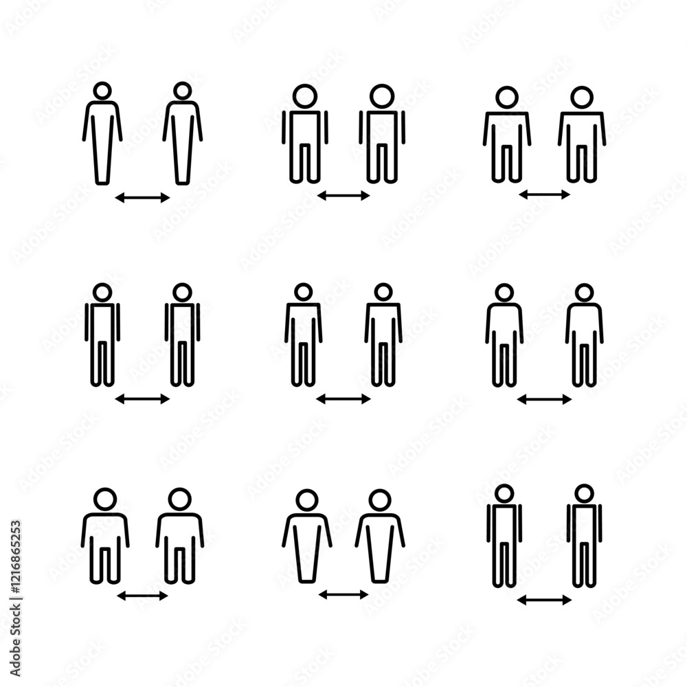 Social distance icon set. social distancing icon. self quarantine sign Social distance icon set. social distancing icon. self quarantine sign