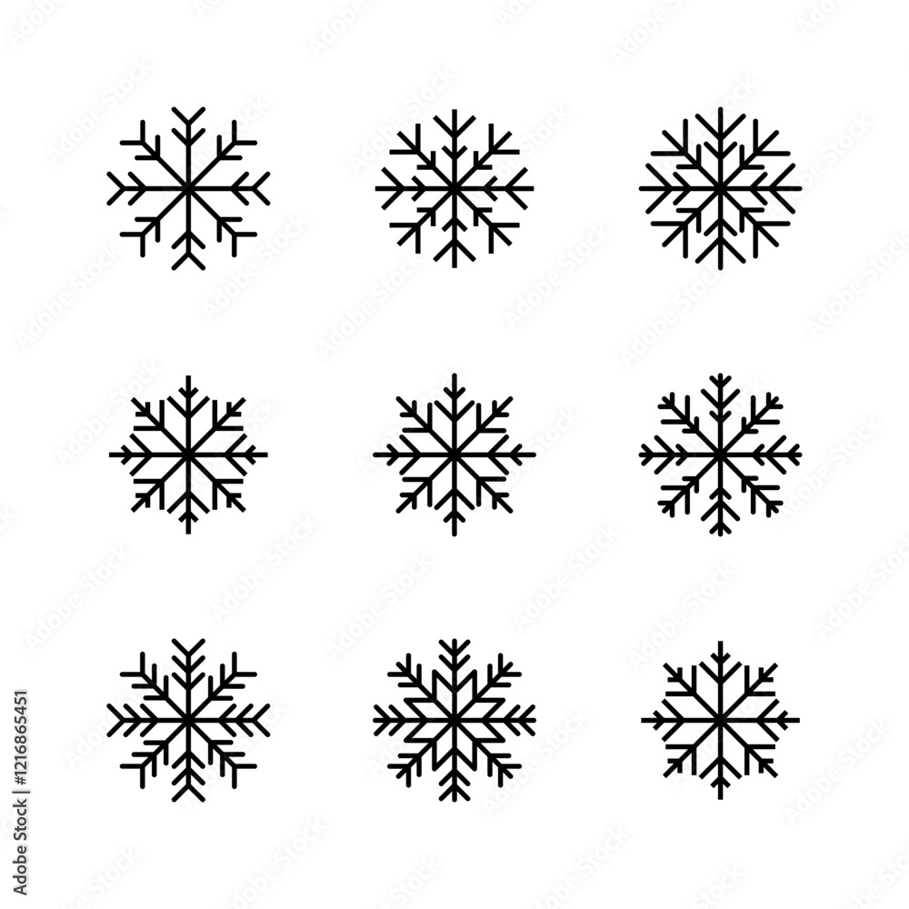 Snow icon set. snowflake icon vector
