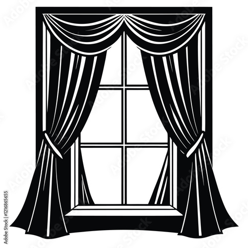 illustration of a curtain silhouette
