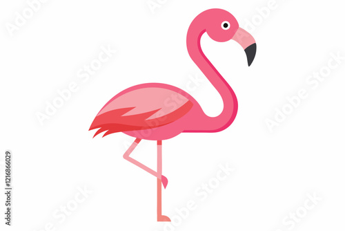 Icono plano flamingo con color rosa. Minimalist Pink Flamingo Icon: Modern and Elegant Flat Design Illustration.