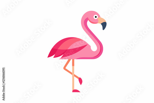Icono plano flamingo con color rosa. Minimalist Pink Flamingo Icon: Modern and Elegant Flat Design Illustration.