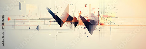 Minimalistic abstract graph with sharp angles and geometric shapes on a light background