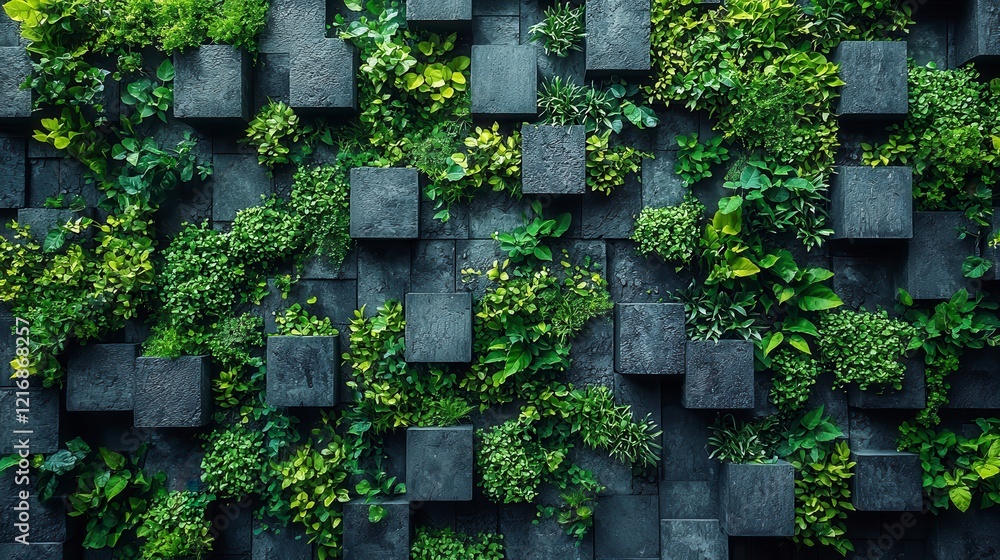 The image illustrates a textured wall adorned with intertwined plant life, offering a captivating blend of modern design and flourishing greenery for an artistic touch. The image illustrates a textured wall adorned with intertwined plant life, offering a captivating blend of modern design and flourishing greenery for an artistic touch.