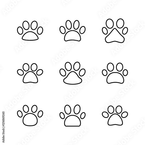 Paw icon set. paw print icon vector. dog or cat paw
