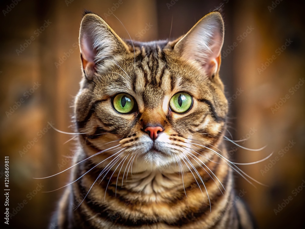 British Shorthair Tabby Cat Portrait - High Depth of Field Stock Photo British Shorthair Tabby Cat Portrait - High Depth of Field Stock Photo