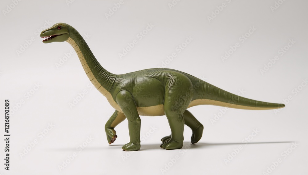 Naklejka premium Isolated Diplodocus toy against white backdrop