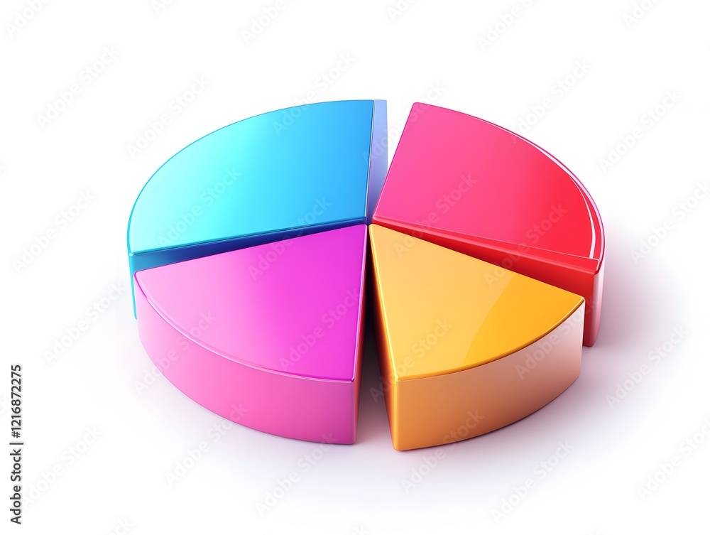 Fototapeta premium A colorful pie chart illustration representing data segmentation and analysis. Ideal for presentations related to business, finance, and statistics.