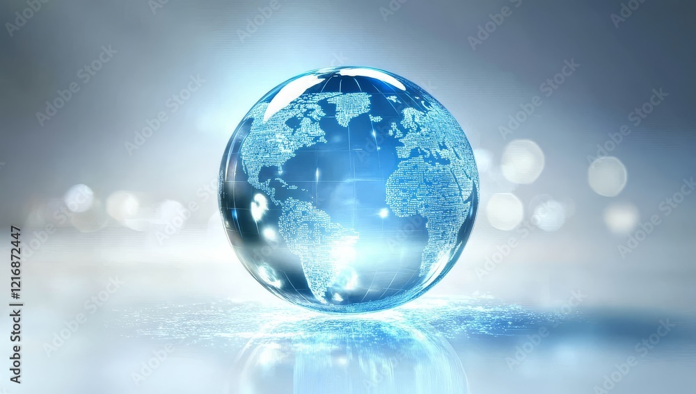 Abstract digital globe showcasing global network connections. Abstract digital globe showcasing global network connections.