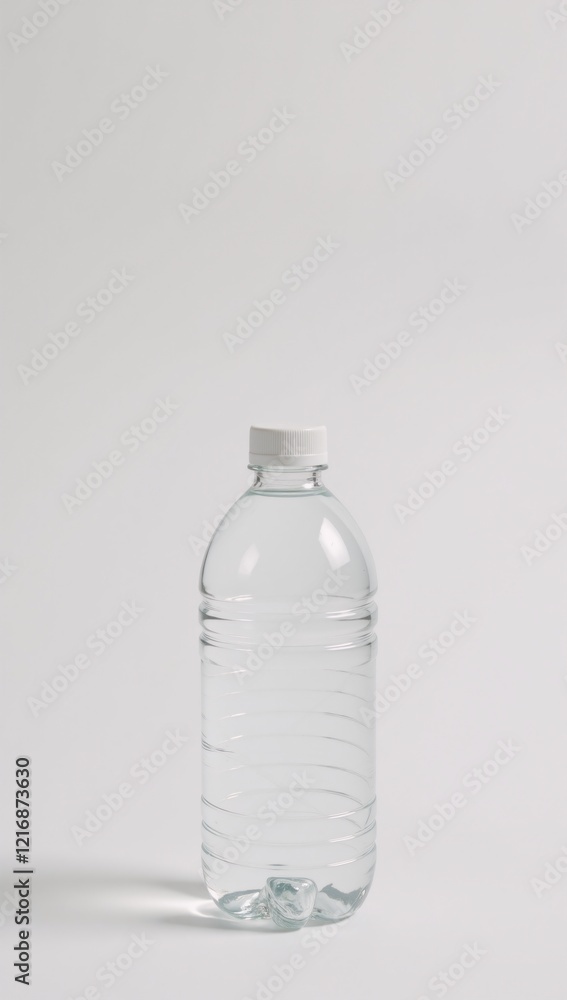 Close-up image of crumpled plastic bottle set against a clean white backdrop cutout Close-up image of crumpled plastic bottle set against a clean white backdrop cutout