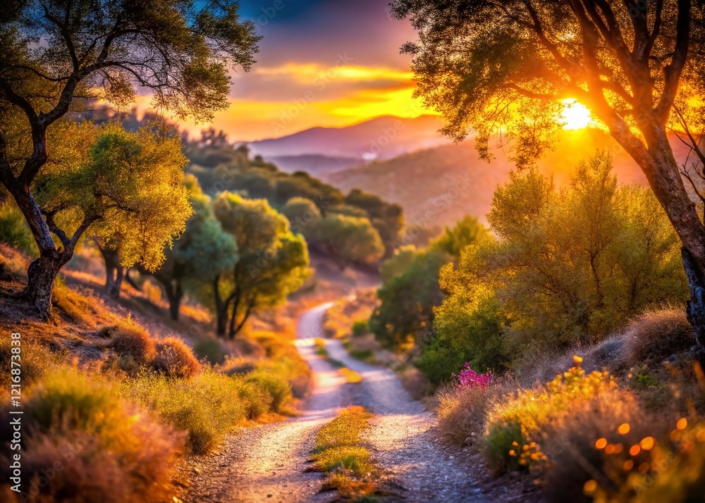 Fototapeta premium Castril Sendero: Bokeh Trail Hiking Path Andalusia Spain