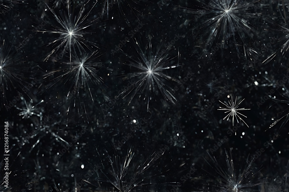 Fototapeta premium A transparent black distressed overlay background with tiny white particles scattered across it.