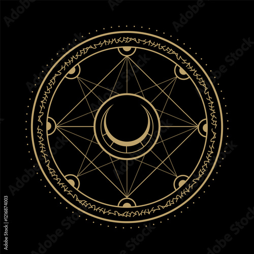 mysterious golden magical circle logo abstract