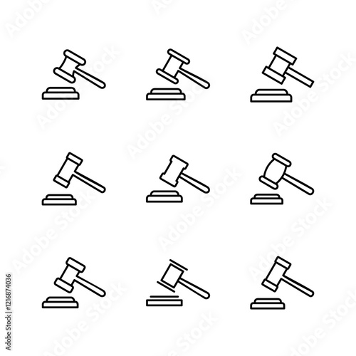Gavel icon set. judge gavel icon vector. law icon vector. auction hammer