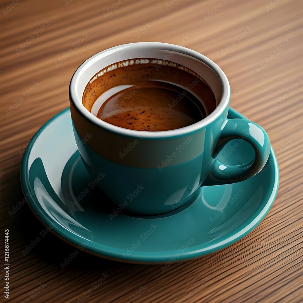 Fototapeta premium A robust Espresso shot in a tiny cup with a saucer, AI Generated