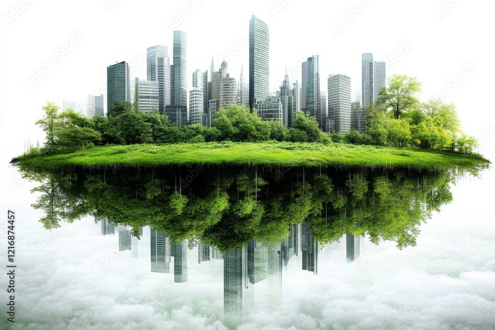 Fototapeta premium Captivating cityscape with a vibrant green park.