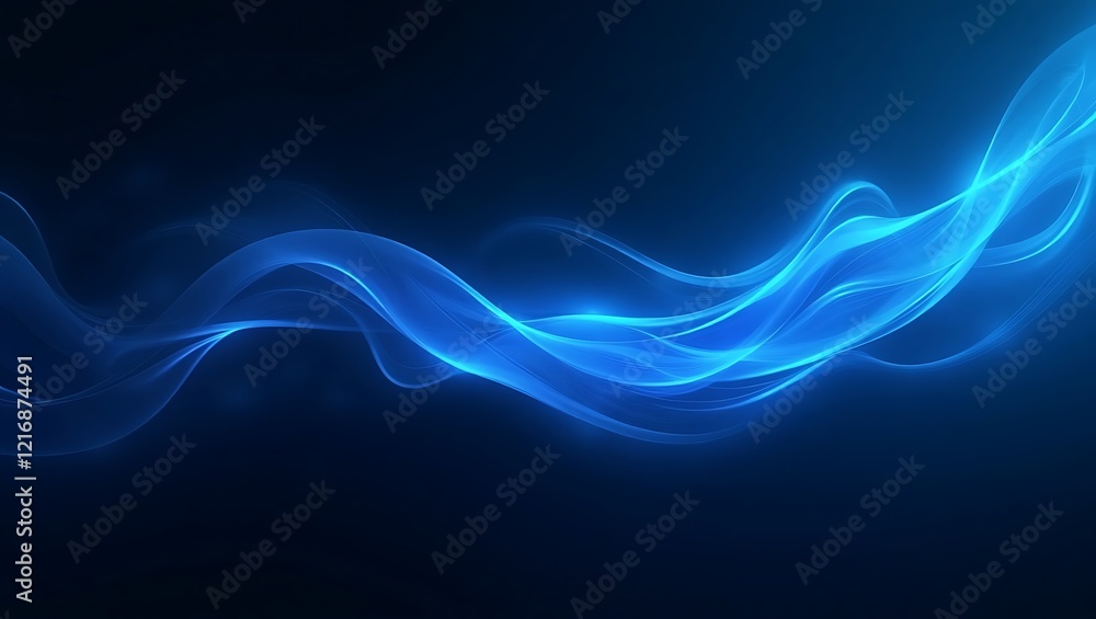 Naklejka premium Abstract blue wavy background. Generative Ai.
