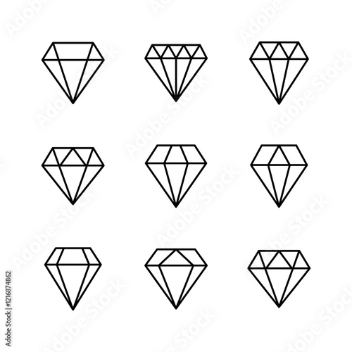 Diamond icon set. diamond gems vector icon.