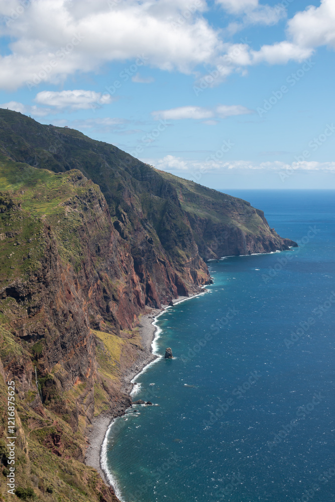 Obraz premium Cliffs and Atlantic ocean, Madeira, Portugal