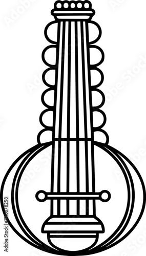 ektara musical instrument outline vector illustration photo