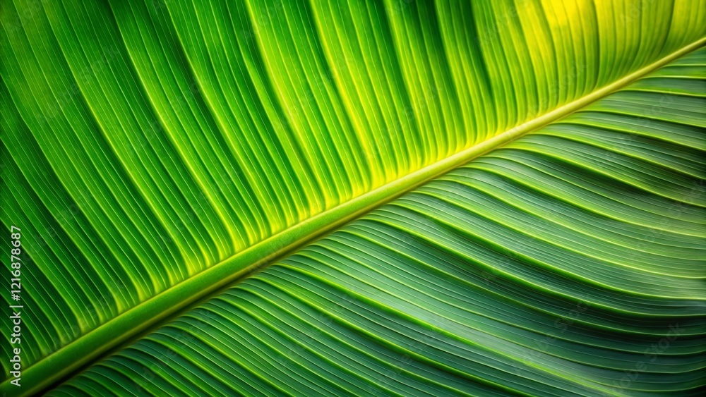 Close-up Banana Leaf with Light Reflection - Tropical Green Foliage Texture Close-up Banana Leaf with Light Reflection - Tropical Green Foliage Texture