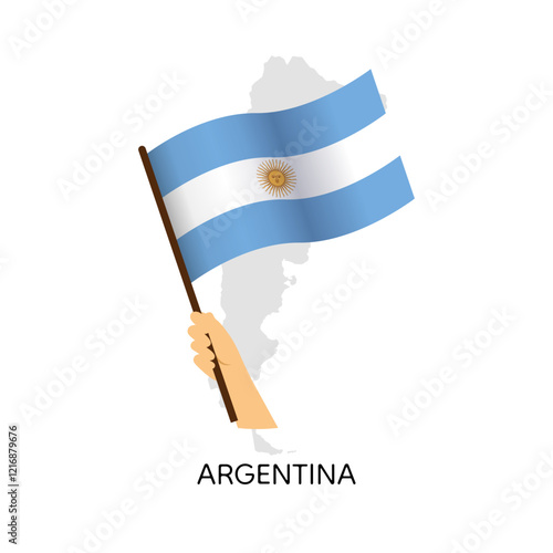 Hand holding Argentinian flag