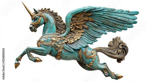 Wallpaper Mural Majestic Mythical Winged Unicorn Sculpture in Vibrant Turquoise Color Torontodigital.ca