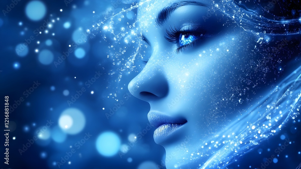 Stunning Blue Water Woman Face Digital Art Abstract Background Design Beautiful Serene Elegant Mystical Fantasy Portrait Illustration Graphic Cool glow calm Stunning Blue Water Woman Face Digital Art Abstract Background Design Beautiful Serene Elegant Mystical Fantasy Portrait Illustration Graphic Cool glow calm
